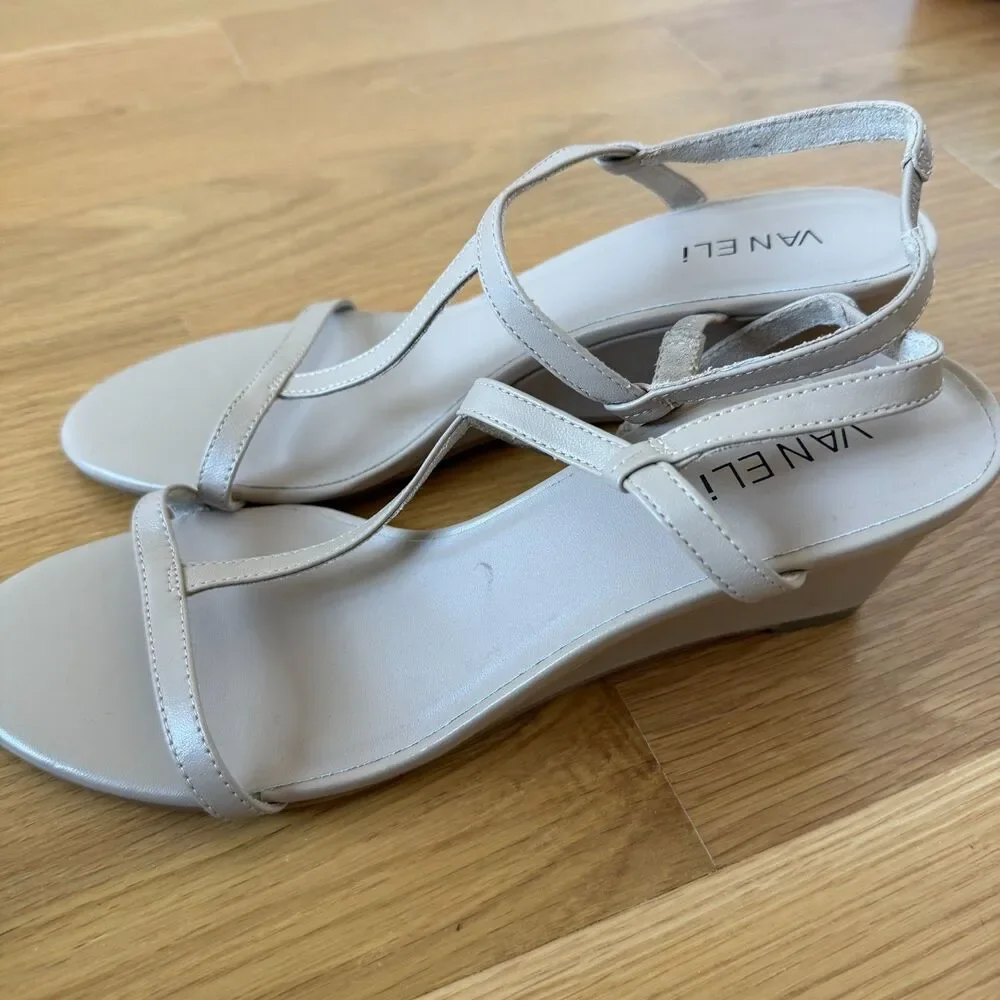 Vaneli Mohan Wedge Sandals – Beige/Cream – Size 9.5 M NWOB
